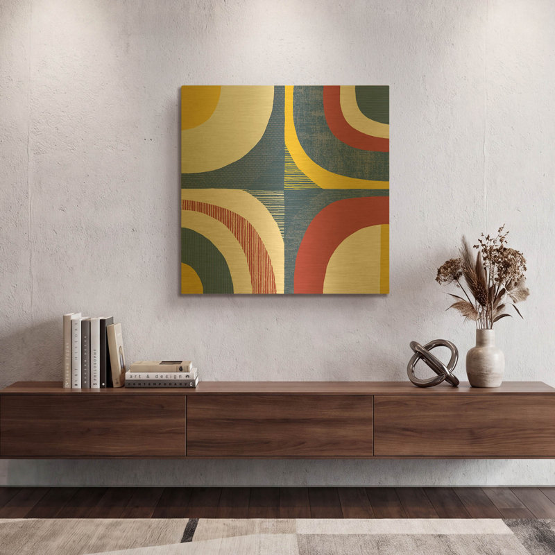 «Abstract Circles» par Wild Apple, art mural en métal doré, 24 po x 24 po, 24"x24"