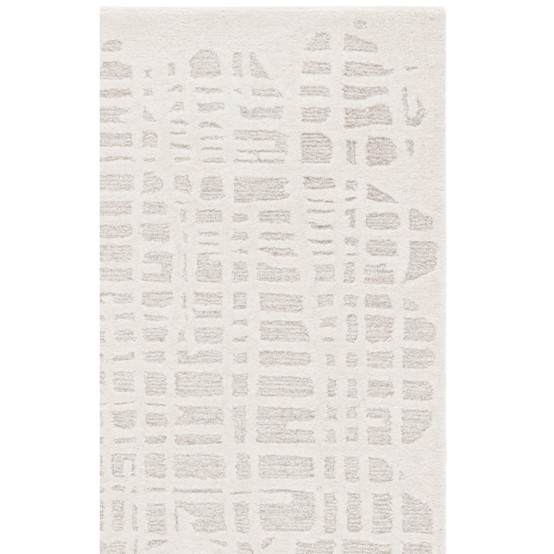 Gourdon 535 Hand Tufted Wool/Cotton Abstract Indoor Use Only Rug in Ivory/Gray, Square 6'