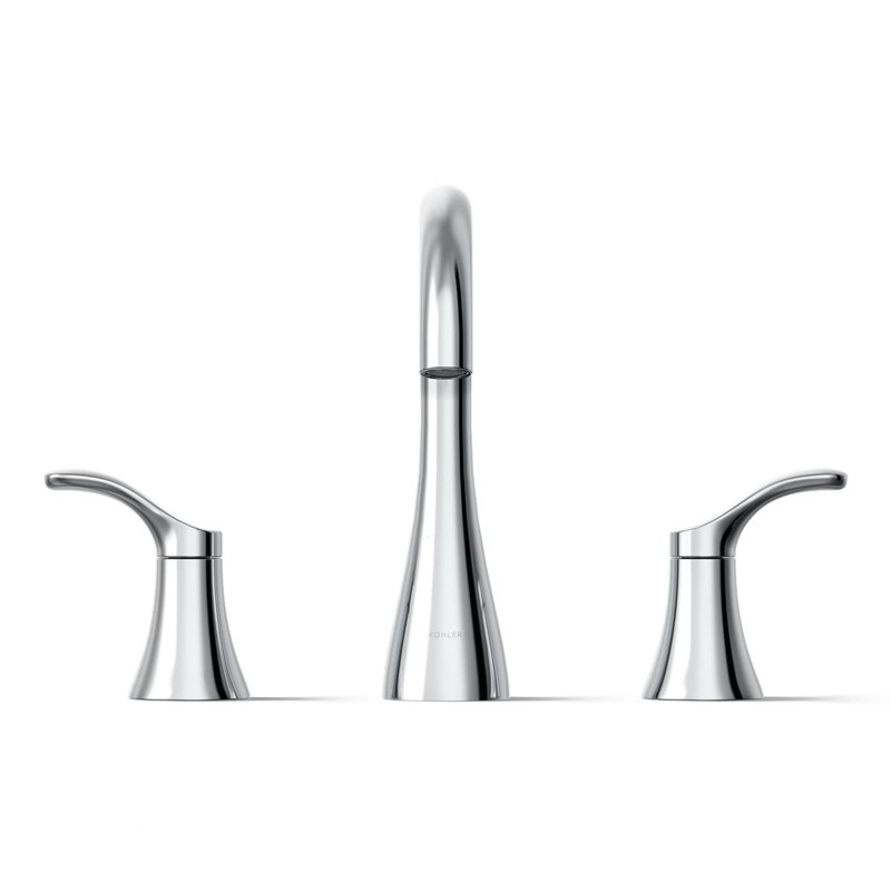 Simplice Widespread Bathroom Sink Faucet, Three-Hole Bathroom Faucet with Clicker Drain, 1.0 GPM, Silver