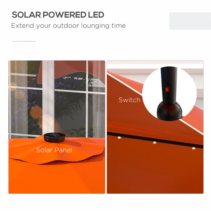 Britnee 292cm Lighted Tilt Market Parasol, Orange