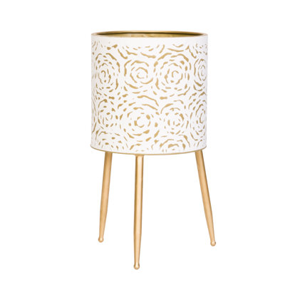 Florette Glam Indoor Metal Pot Planter With 3-Leg Metal Base
