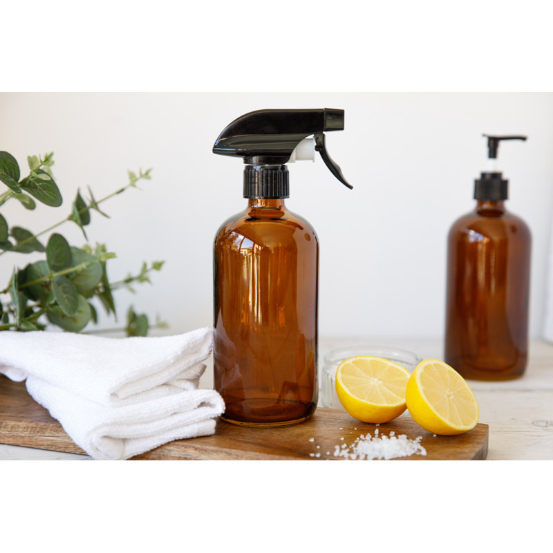 KitchenCraft Living Nostalgia Pump & Spray Bottle Set, Glass, Amber