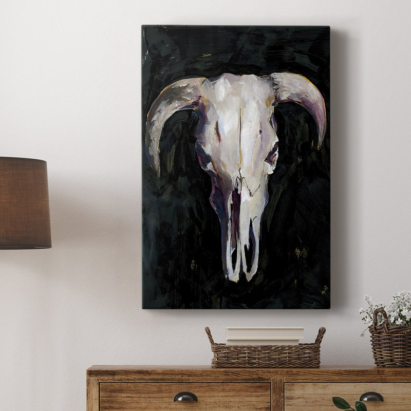 Horned Skull I - galerie sur mesure, H 12 po x l 8 po