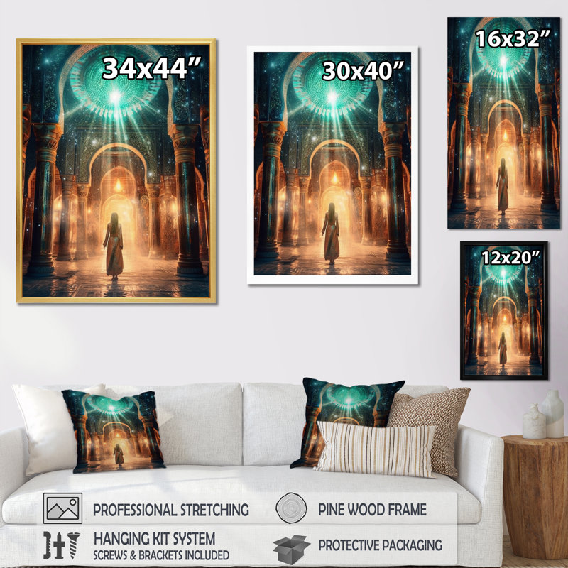 Ancienne révélation d'Atlantis, mystère de la lumière - impression, H 32 po x l 24 po x P 1 po, Cadre flottant doré