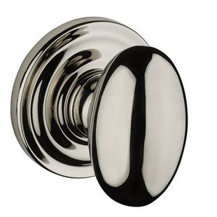 Double Dummy Door Knob with Traditional Round Rose, Polished Nickel