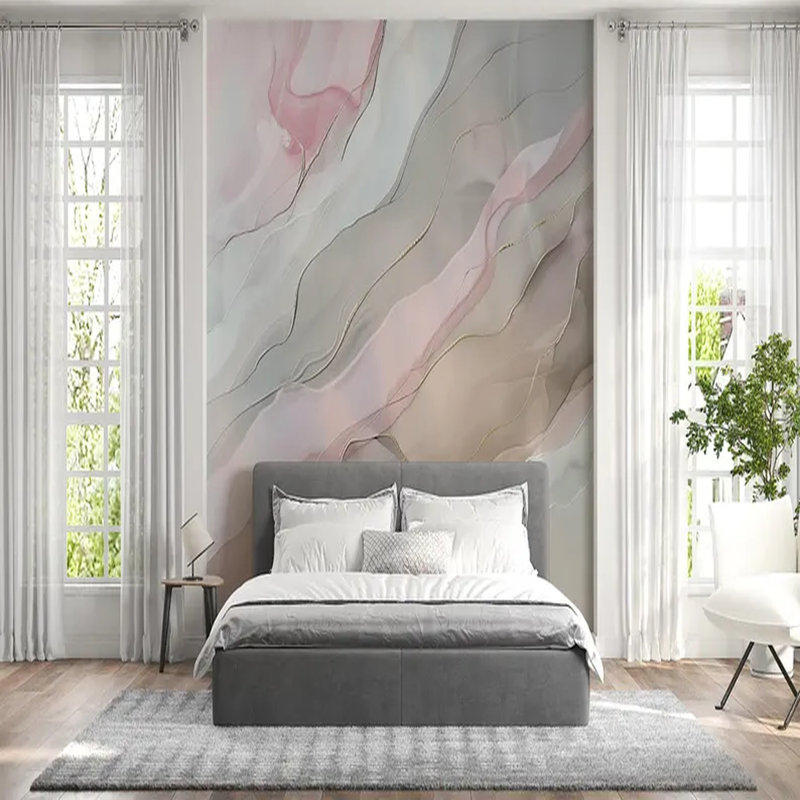 Murale abstraite Soft Blush Flow, L 108 po x l 96 po