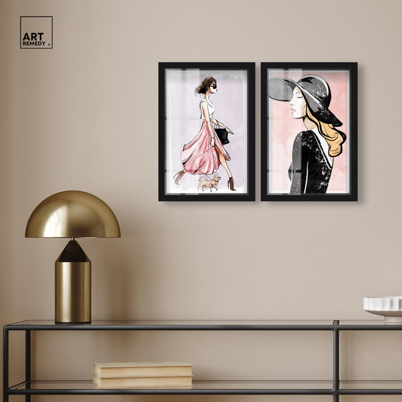 «Parisian Blush Glam Set Shadowbox» par Art Remedy, Noir, H 16 po x l 11 po