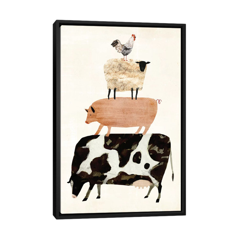 «Barnyard Buds III», impression sur toile, H 26 po x l 18 po x P 1,5 po, Toile avec cadre noir, Pas de tapis