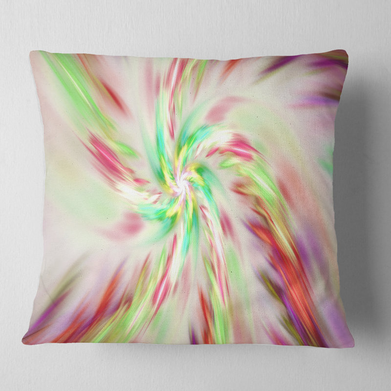 Fleur exotique spirale multicolore - coussin imprimé abstrait, 16 po x 1 po, Coussin décoratif