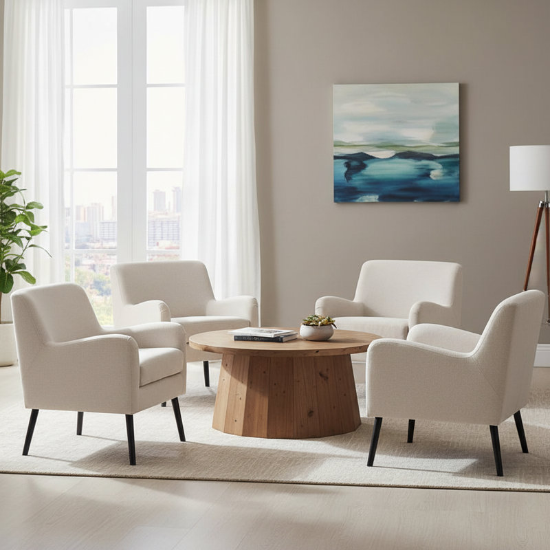 Chaise d'appoint rembourrée en polyester (ensemble de 4), Beige