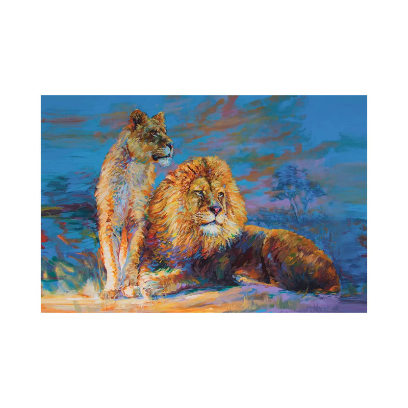 Lion And Lioness by Leon Devenice - Wrapped Canvas Gallery-Wrapped Canvas Giclée, 20.32 cm H x 30.48 cm W