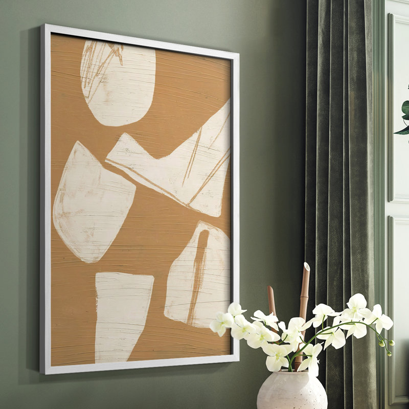 Piecemeal II Framed Print - Solid Wood, White Single Picture Framed, 14" H x 11" W