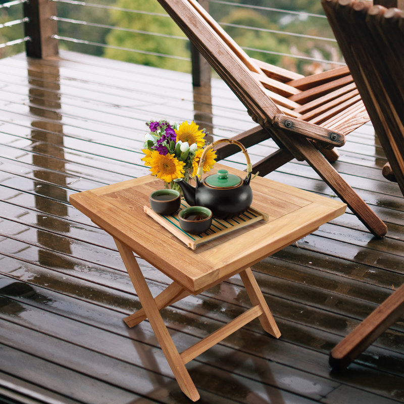 Costanzo Square Teak Folding Outdoor Side Table , 20'' in. W 20'' in. D