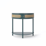 Unique Half Moon Console Table with Rattan Storage for Various Rooms, Enhancing Interior Style