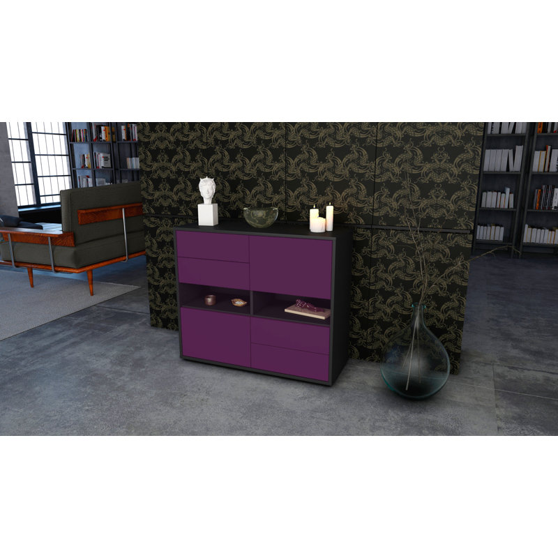 Prosper 92cm Sideboard, Anthracite/Purple