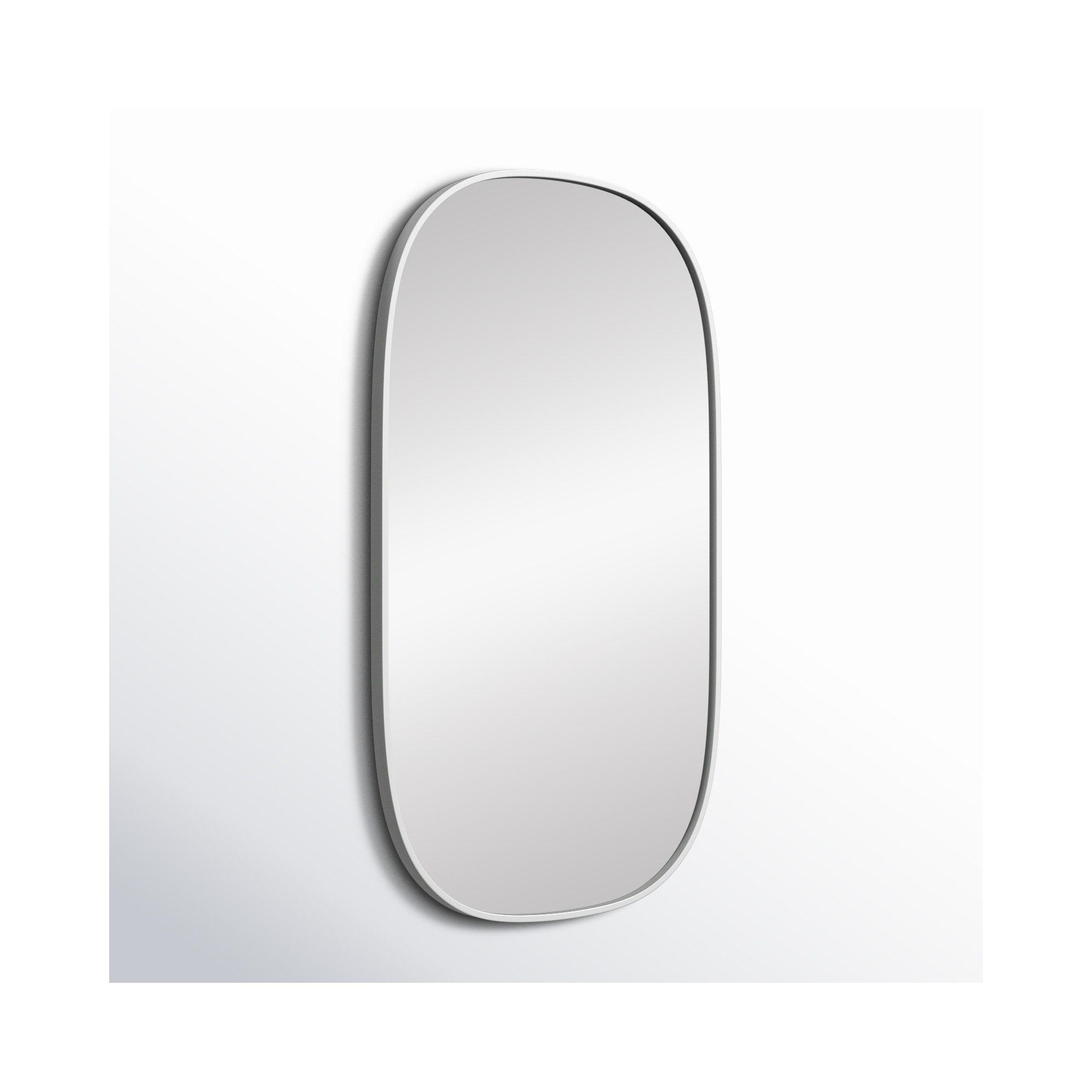Sabine Metal Curved Oval Wall Mirror, 36" x 20", Silver