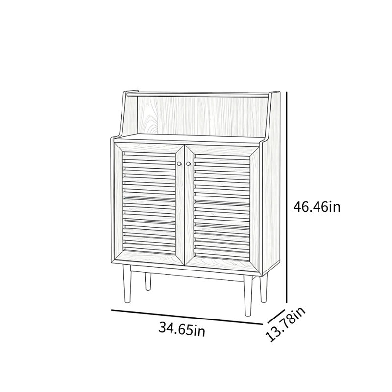 Grille Door Shoe Storage Cabinet, Brown