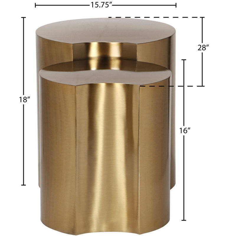 Table de bout Ismah, Or, H 18 po x l 28 po x P 15,75 po