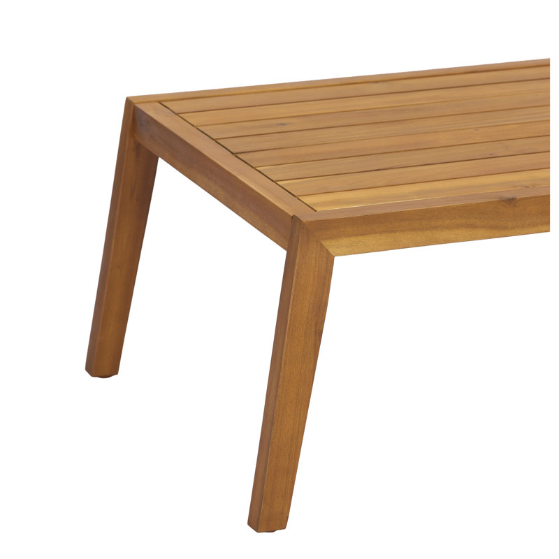 Ensemble de causeuse et table basse d'extérieur 2 pièces avec structure en bois d'acacia et coussins crème