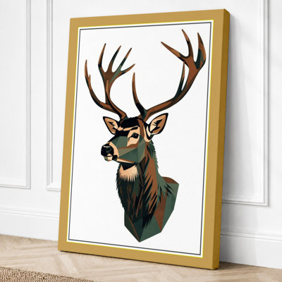 Stately Deer Geometric - Wrapped Canvas