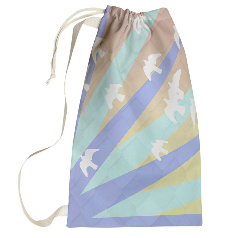 Fabric Laundry Bag with Handles, Small ( 64" H x 20" W x 1.5" D), Blue/Orange