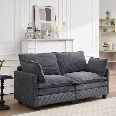 [VIDEO Provided][New]Modular Sofa ,  Velvet Large U-Shaped Couch Comfy Upholstered 2-Seat Sofa, 2 Lumbar Pillow, Deep Seat Couch For Living Room