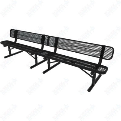 Banc portatif en métal enduit de 15 pieds avec dossier - noir avec dossier