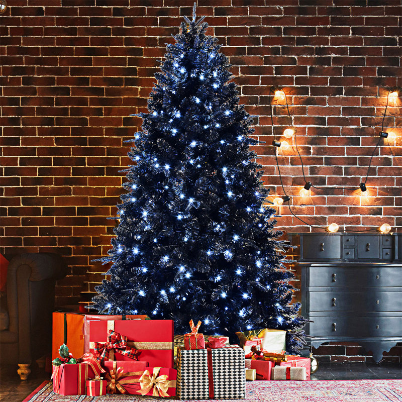 Arbre de Noël noir pré-éclairé, 7'6"