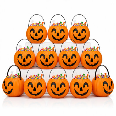 Poarch Halloween Trick or Treat Jack-O-Lantern Carry Jack - Halloween Pumpkin Decorations Basket