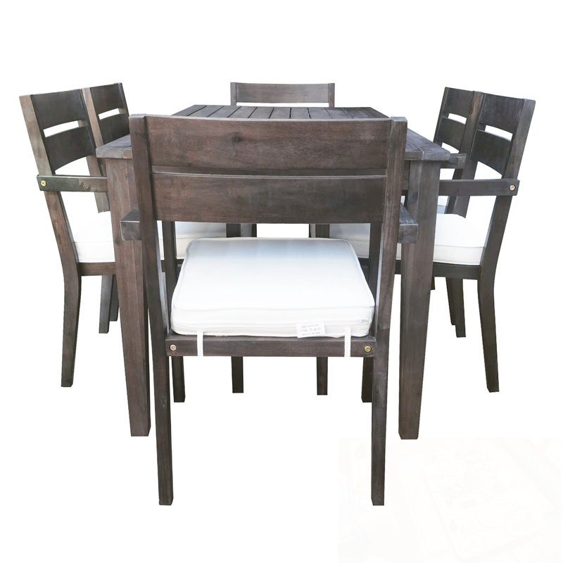 7-Piece Wooden Dining Table Set with 6 Chairs, Gray