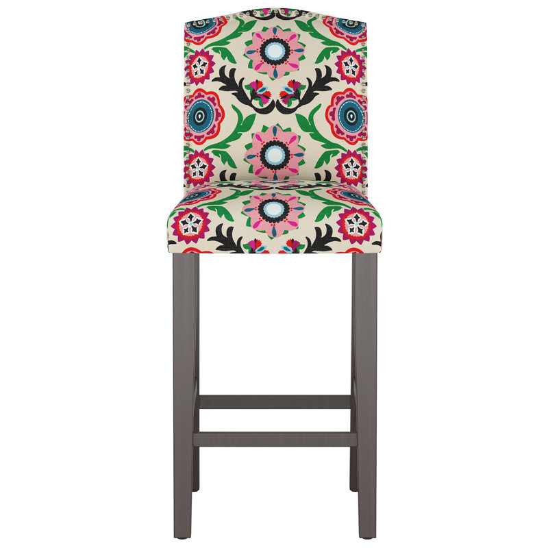 Tabouret de bar et de comptoir Delbreco, Tabouret de bar (siège d'une hauteur de 31 po), Multicolore vif Tulum, Crème