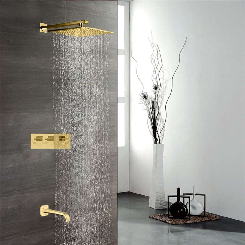 Sita Platinum LED Shower Head Set Color Changing LED Lights for a Premium Relaxing Shower Experience, Gold, 4.22" H x 12" W