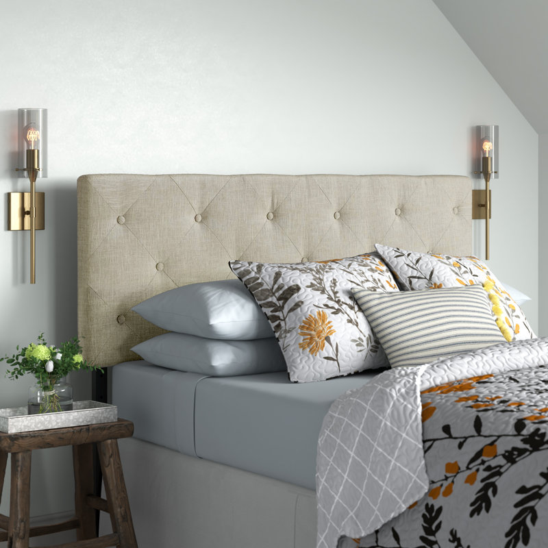 Tête de lit en tissu capitonné Terisa, Très grand, Gris