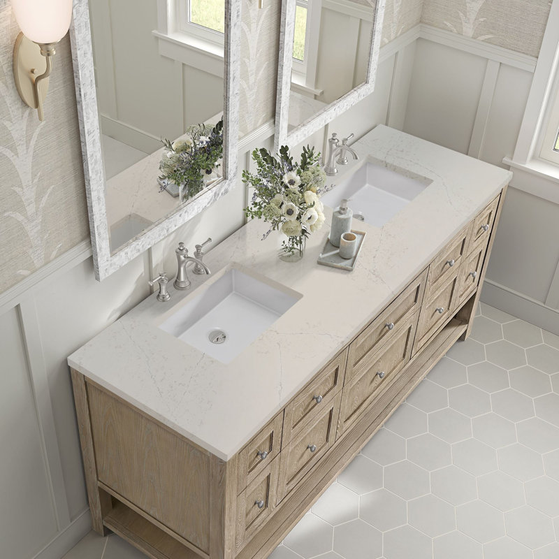 Breckenridge 72'' W Double Vanity, Whitewashed Oak, 8" Widespread, Siberian