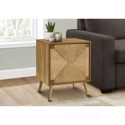 Table d'appoint, bout, rangement, petit, côté, salon, lampe, stratifié noyer clair, moderne