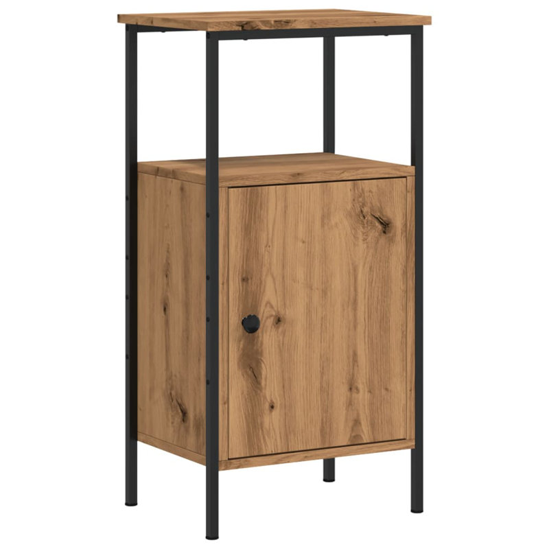 Analeya 41cm W Metal Bedside Table, Artisan Oak