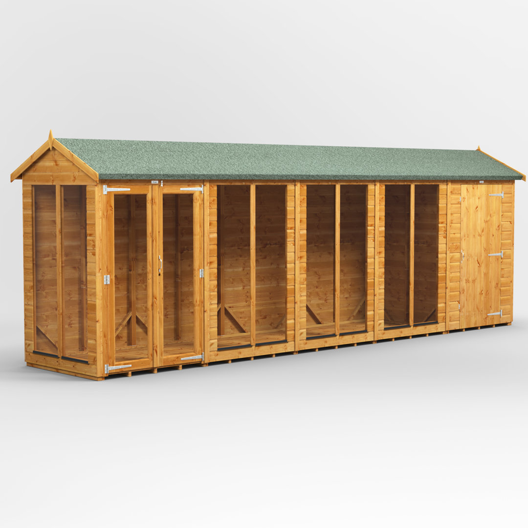 Powersheds 20 x 4ft Timber Tongue & Groove Apex Summerhouse Combi (includes 4ft Side Store)