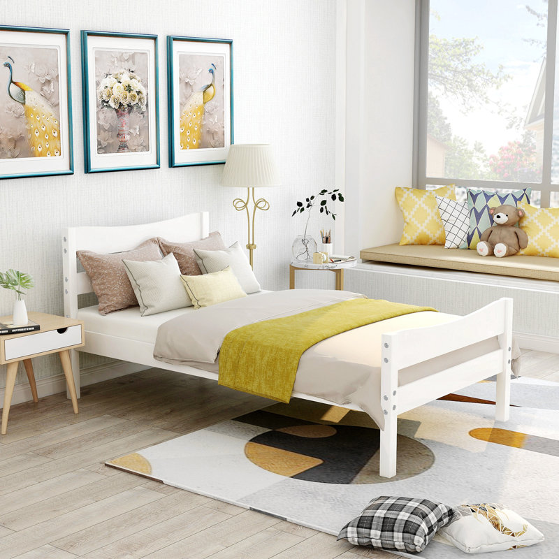 Menachem Solid Wood Standard Bed, White