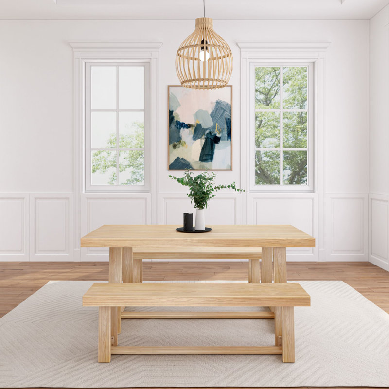 Linzy 6-Person Solid Wood Dining Set, Blonde Wirebrush