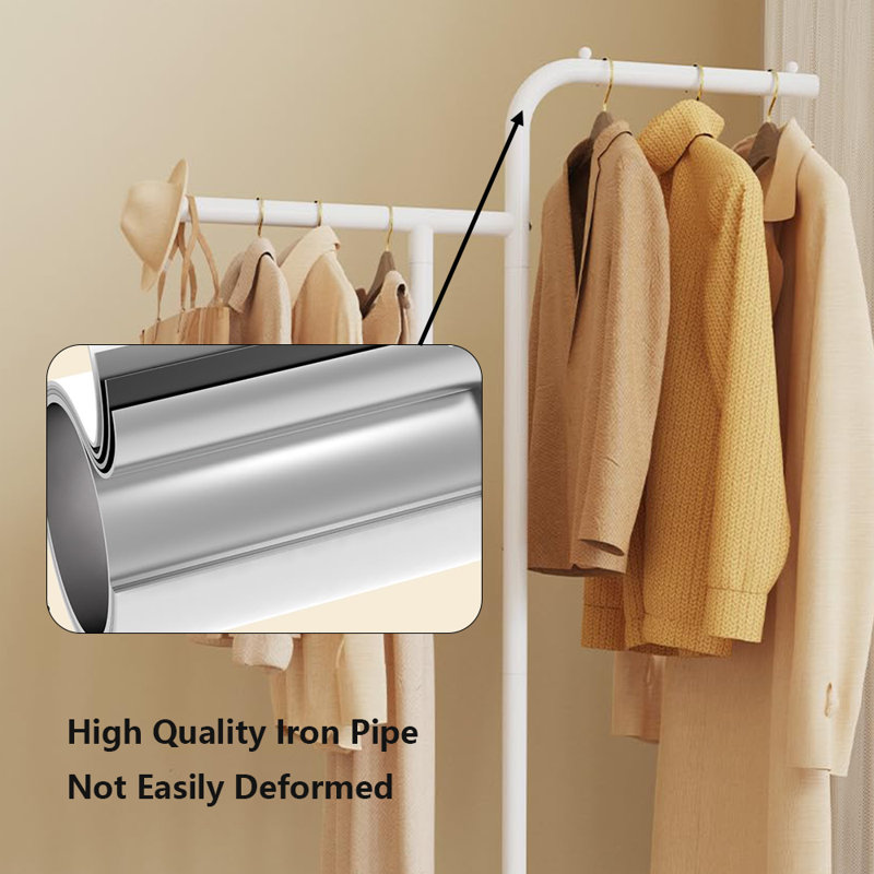 Coat Rack Freestanding With Rock Slab Base, White