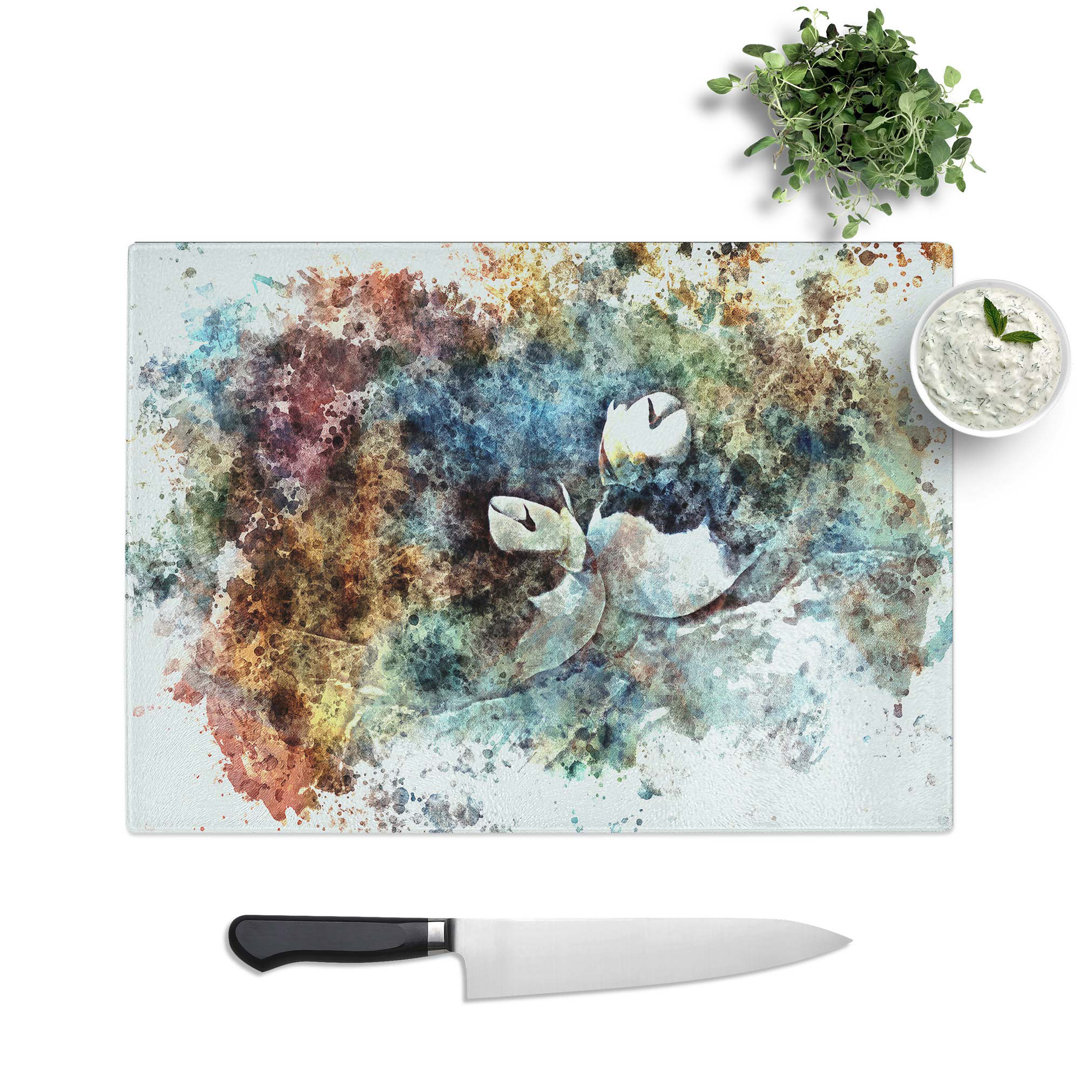Tempered Glass Nesting Atlantic Puffins Chopping Board