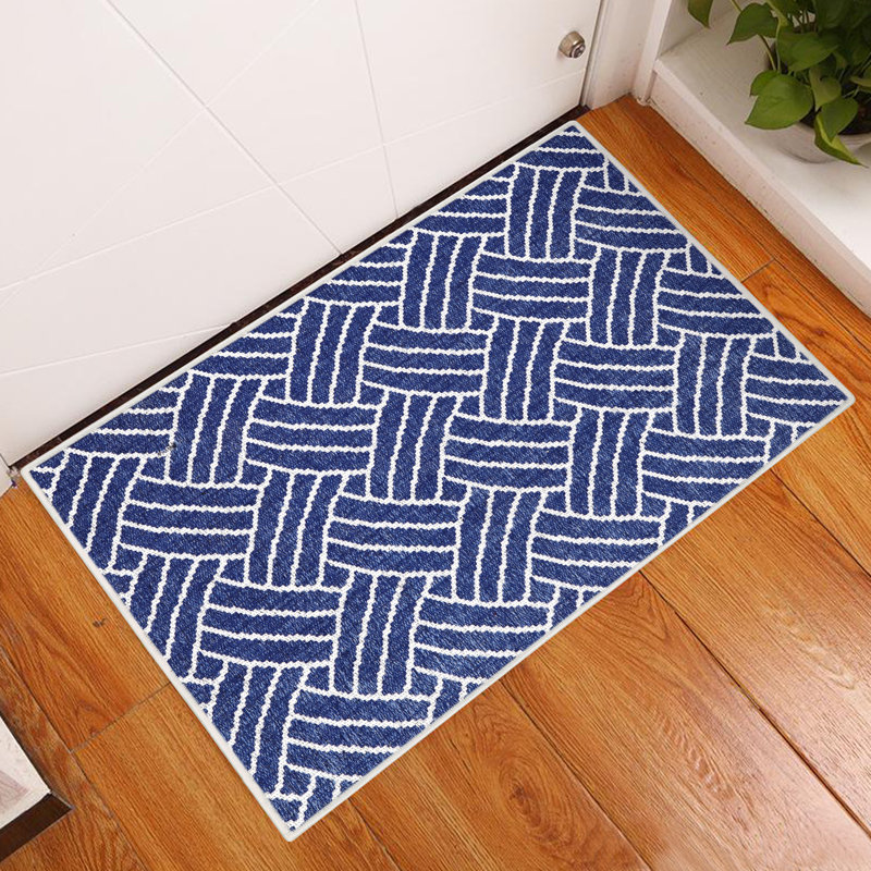 Jackman Non-Slip Geometric Indoor Doormat, Navy