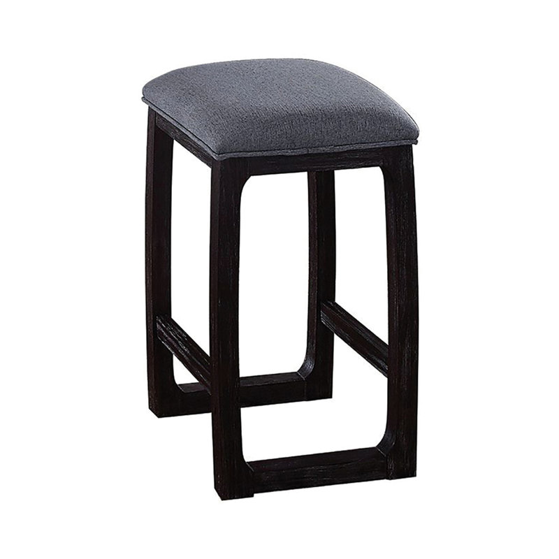 Tabouret invitant à hauteur de comptoir en tissu gris et patiné