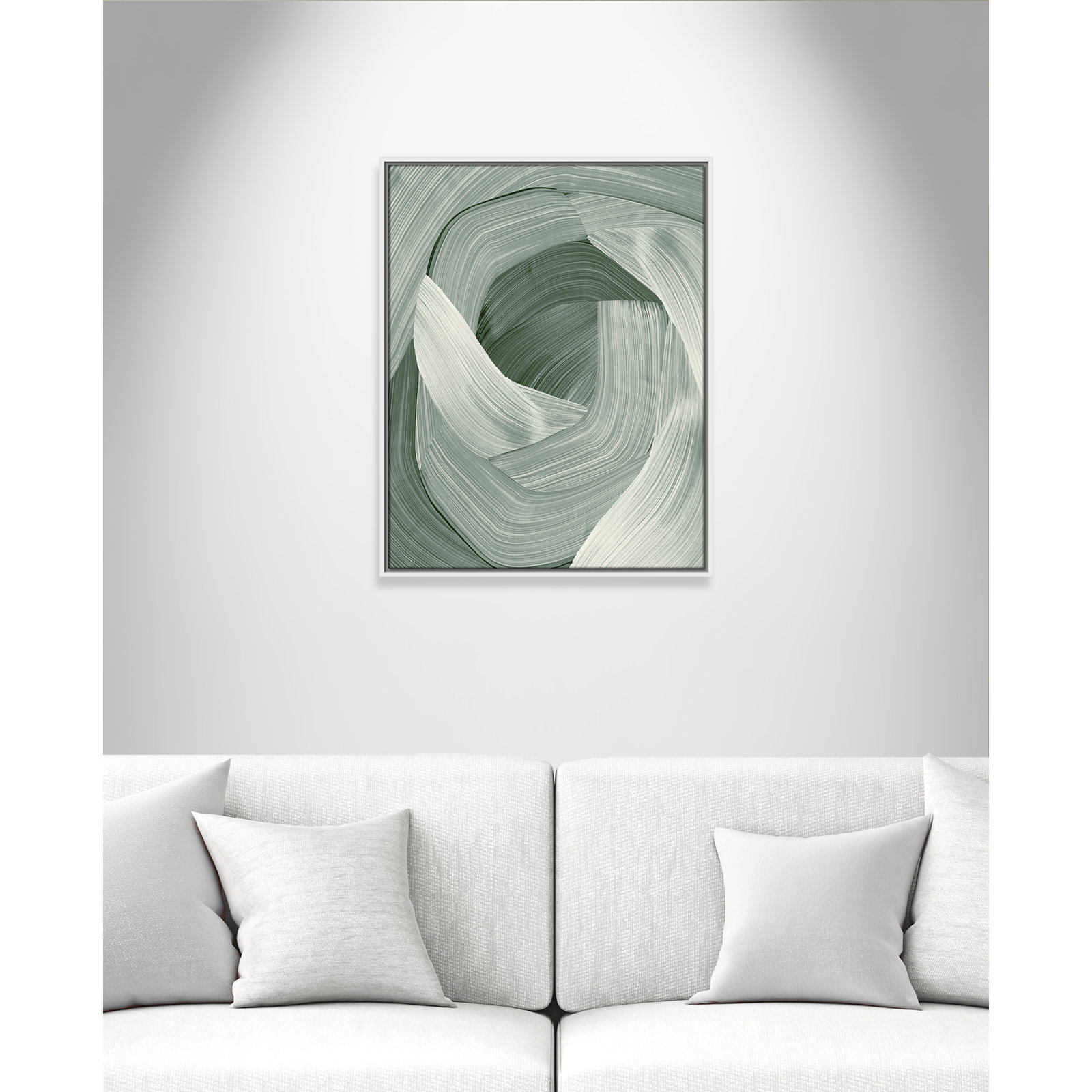 Enriched Emerald - Floater Frame Graphic Art Print on Canvas, White , 29.5" H x 23.5" W