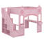 Lit mezzanine de style princesse avec bureau d'étude réglable, escalier de rangement, éclairage à DEL et tablettes décoratives - lit double en bois-1486123573