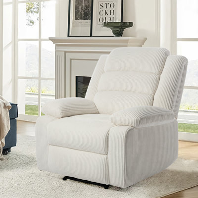 Ameiah Upholstered Corduroy Manual Push Back Recliner Chair with Wingback by Ebern Designs