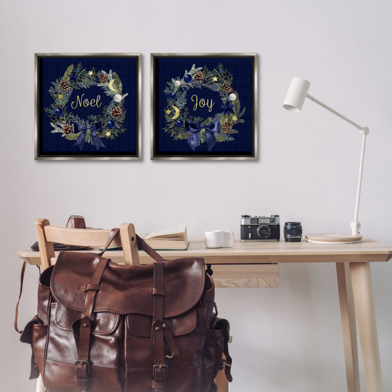 «Noel Joy Balsam Wreath» par 2, H 18 po x l 18 po, Cadre flottant gris lustré