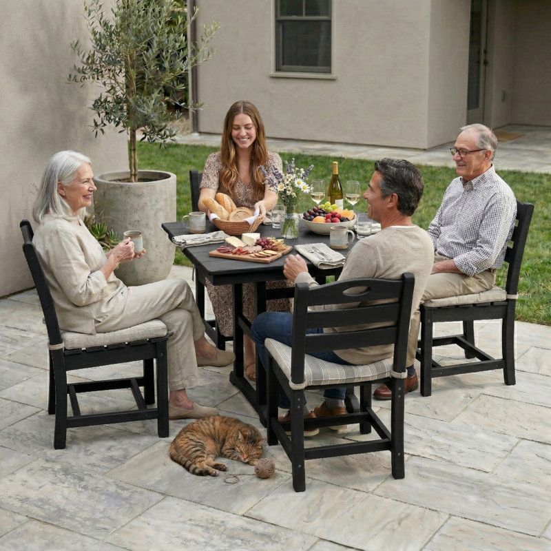 Space Saving Patio Dining Sets, Hdpe 5 Piece Modern Set For Patio