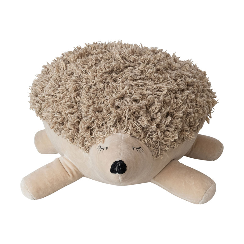 Jouet hérisson touffeté en coton et en velours avec broderie, brun