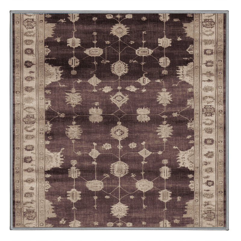 Tapis gris lavable à la machine, Carré 3 pi